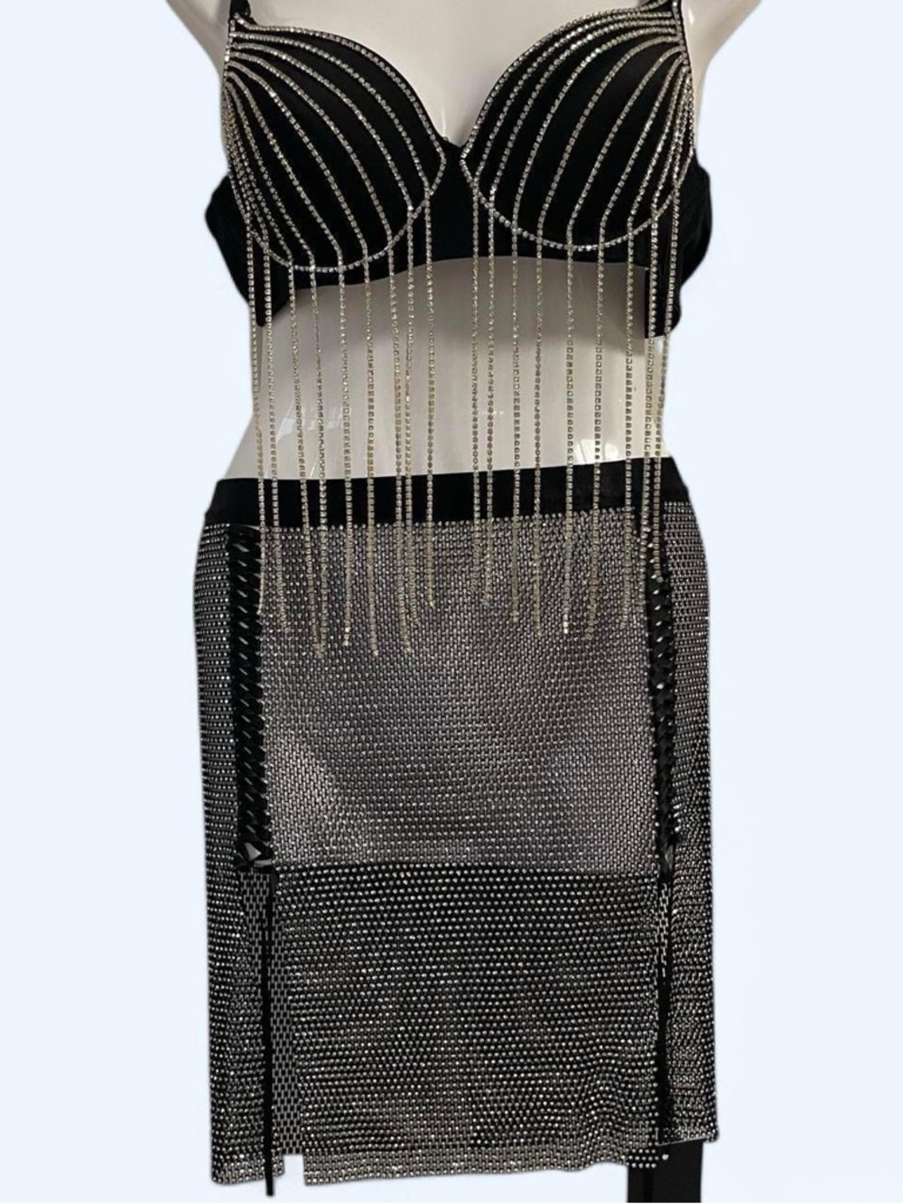 Mesh Rhinestone Mini Skirt ✨🖤